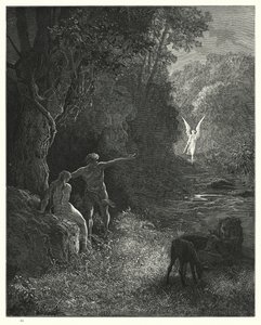 Illustrazione di Gustave Doré per Il Paradiso Perduto di Milton, Libro V, versi 309, 310 da Gustave Dore